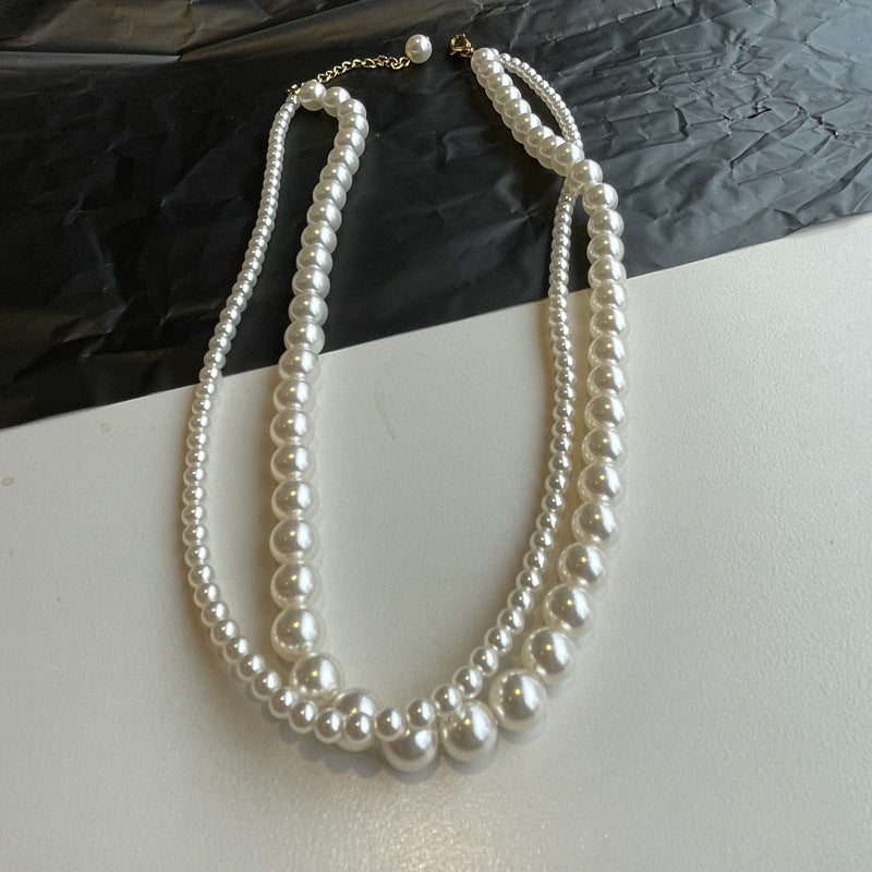 Double-layer pearl necklace new style versatile simple clavicle chain niche light luxury fashion necklace INS style Swarovski style -  The MEBO Studios