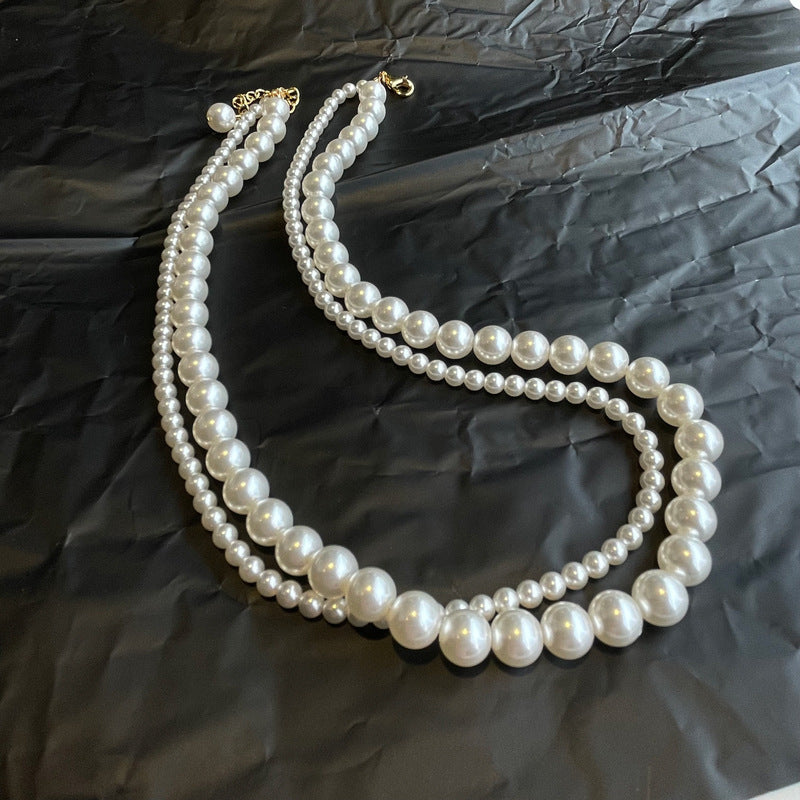 Double-layer pearl necklace new style versatile simple clavicle chain niche light luxury fashion necklace INS style Swarovski style -  The MEBO Studios